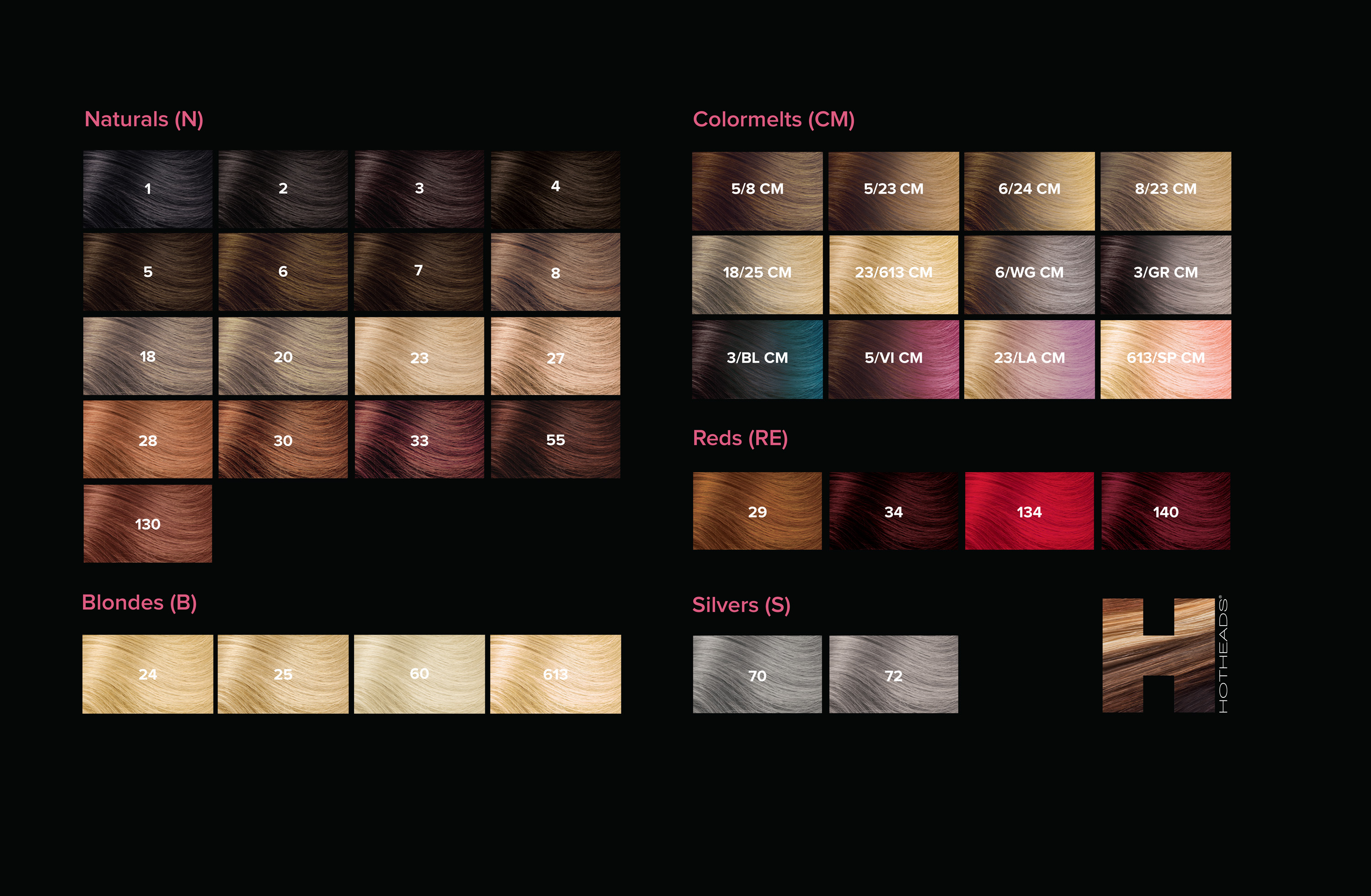 Hair Treats Extensions Color Chart